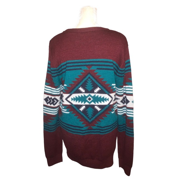 Mens Holiday Aztecs Print Knit Sweater - Picture 4 of 6
